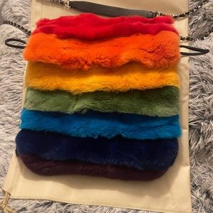 Rainbow faux fur bag